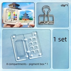 TEMU Portable Mini Watercolor Set, With Travel Sketchbook, Acrylic () Paints, Pe (polyethylene) Palette, For