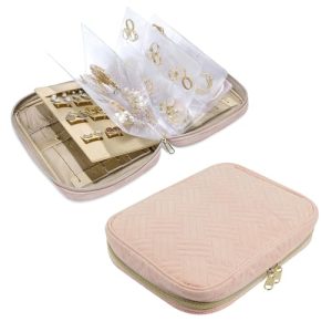 UI U & I Jewelry Travel Organizer Case for Home Jewelry Organizer, Transparent Jewelry Storage Book Ring Binder Pink