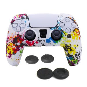 Yolistar Zubehör für PS5 Controller, PlayStation 5 Controller Hülle Skin, Silikon Anti-Rutsch Controller Hülle Grip Skin x 1 (Tarnung Weiß) mit 4
