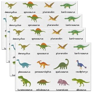 Erosebridal Dinosaur Placemats 12x18 inch Set of 4 Dino Place Mats for Girls,Set of Ancient Dinosaur Table Mats,Jungle Animal Meal Mats for Dining Tab