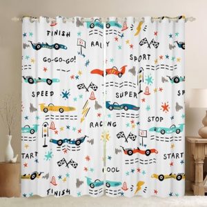 Erosebridal Excavator Blackout Curtains Cartoon Car Kids Curtains Boys Construction Truck Tractor Window Curtains Cartoon Racing Car Window Treatments