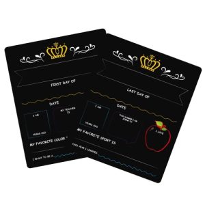 First Day of School Board, 11.8" X 9.8" Chalkboard Sign Double Sided Reusable Wood Sign for Kindergarten, Preschool, Back to School Supplies Signs for