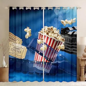 Home Theater Decor Curtains Movie Themed Window Curtains for Boys Girls Family Movie Theater Bedroom Curtains Movie Lover Movie Theater Theme Curtain