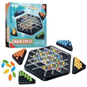 Large Size Chain Triangle Chess Game, Triggle Game, Board Game for Family Game Night - Family Board Games for Kids and Adults - 2-4 Players - Ages 3 Y