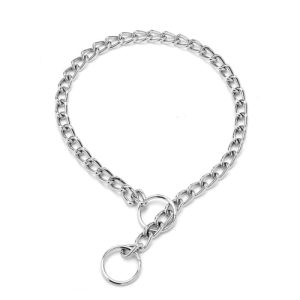 Metal Chain Dog Collars, Slip Link Training Heavy Duty Dog Collar Martingale Puppy Collars for XXS XS Small Medium Large Big XL Breed Dogs, Silver XXS
