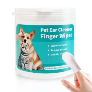 Pet Ear Wipes, Ear Cleaner Finger Wipes for Cats and Dogs, Soft & Easy Otic Cleaning Pads, Pet Supplies for Regular Soothing Odor Control Reduce Dirt