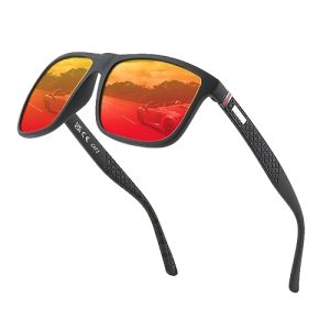 Polarized sunglasses for men/women; light frame; HD pilot lenses; Golf/driving/fishing/travel Eyewear 【parallel Bars】red