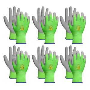 Schwer 6 pairs Kids Gardening Gloves, Toddler Yard Work Gloves, Rubber Non-Slip Safety Work Gloves for Kids, Youth, Fishing, Cycling and Gardening Too