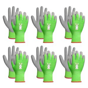 Schwer 6 pairs Kids Gardening Gloves, Toddler Yard Work Gloves, Rubber Non-Slip Safety Work Gloves for Kids, Youth, Fishing, Cycling and Gardening Too