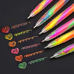 TEMU 6 Colors Sparkly Gel Pens Fine Point Rainbow Gradient Pens For Highlighting On Markers Grip Colored Pencils