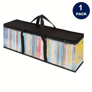 TEMU Clear Pvc Zippered Media Storage Case - & Protective For Cds, Blu-ray Discs, Movies, Vhs Tapes, Video Games, Books, Music - Dust & Moisture