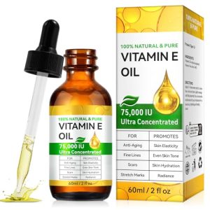 Vitamin E Oil Blend 75,000 IU, Pure Vitamin E Oil for Skin, Face and Scars, Body Bath Oils Moisturizing Dry Skin, Easy to Absorb, 2Fl Oz