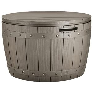 YITAHOME 33 Gallon Round Deck Box, Outdoor Storage Box for Patio Furniture,Patio Table for Cushion, Pool Accessories, Waterproof Resin & Easy Assembly