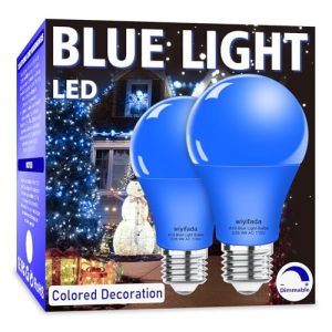 2 Pack A19 LED Blue Light Bulbs,110V E26 Christmas Blue LED Lights 9W Replace up to 100W,Dimmable Colored Light Bulbs for Thanksgiving Day, Home Light