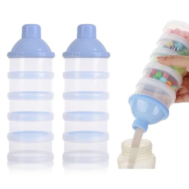 2 PCS 5 Layers Baby Milk Powder Dispenser, Milk Powder Pots, Formula Dispenser Portable Milk Powder Formula Dispenser Container Pot Box Milk Cans Snac
