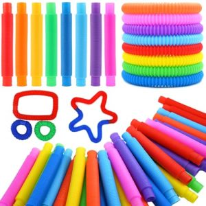 30 Pack Pop Tubes Sensory Toys, Connectable and Extendable Fidget Toys for Stress Relief, Party Favors for Kids, Treasure Box Toys for Classroom Prize