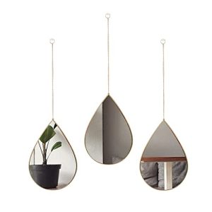 DECANIT Gold Mirrors for Wall Decoration Teardrop Mirrors for Living Room Decor & Home Decor, Pack of 3