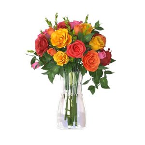 Der Rose Glass Flower Vase Iridescent Vase for Flowers Bouquet Decorative Vase for Home Decor, Centerpiece, Gift (4.5×8 Inch, Iridescent)