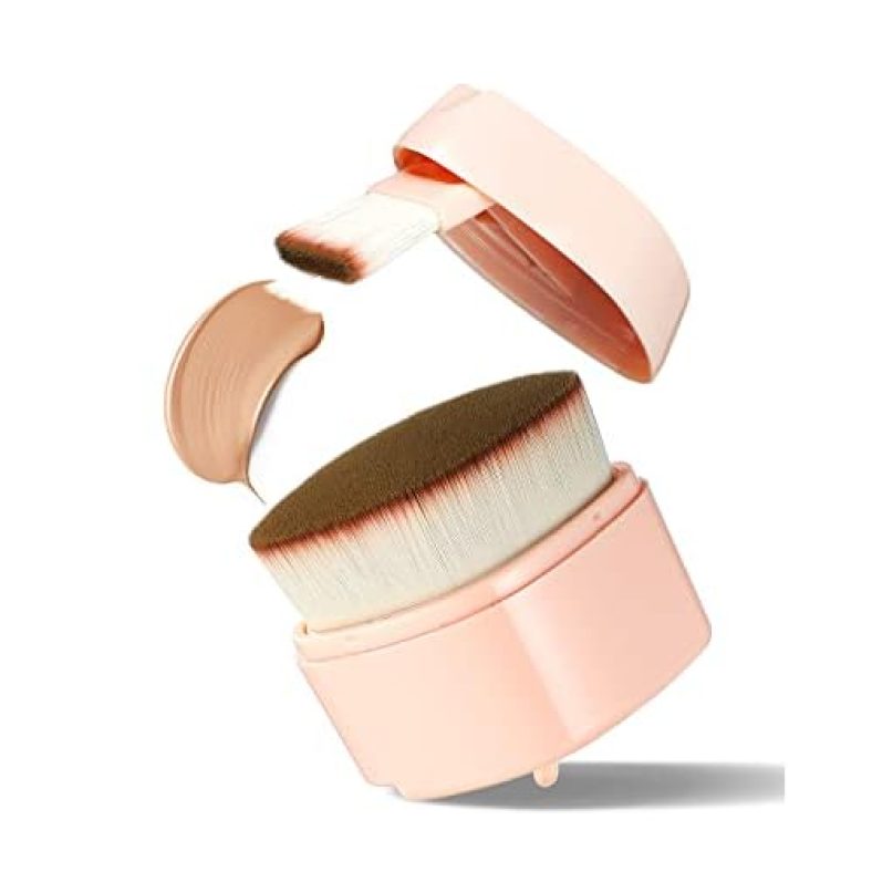 Foundation Pinsel, EIGSHOW einziehbarer Kabuki Foundation Pinsel, flacher Foundation Pinsel für flüssige, Cremige und fehlerlose Puder-Kosmetik(rosa