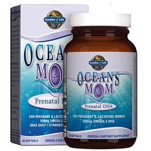 Garden of Life Oceans Mom Prenatal Fish Oil DHA, Omega 3 Fish Oil Supplement - Strawberry, 350mg Prenatal DHA Pregnancy Fish Oil Support for Mamas, Ba