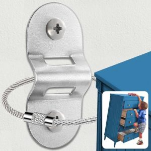 HAOWIN 10-Pack Metal Anti Tip Furniture Anchors for Baby Proofing, Heavy Duty Furniture Wall Anchor Earthquake Furniture Straps for Shelves Dressers C