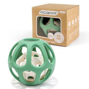 MCGMITT Sensory Balls for Baby, Easy Grasp Food Grade Stretchy Silicone Baby Teether Ball for 0-6 6-12 Months, BPA-Free Montessori Chew Toy, Newborn I