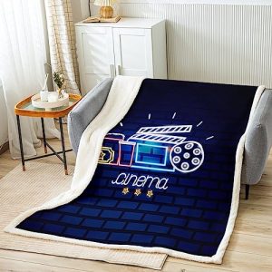 Movie Night Blanket 30"x40" for Boys Girls Family Home Theater Decor Throw Blanket Movie Themed Fleece Blanket Movie Theater Decor Fuzzy Blanket Movie