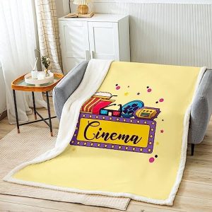 Movie Themed Blanket for Boys Girls Family Movie Theater Decor Throw Blanket 30"x40" Movie Lover Movie Theater Theme Fleece Blanket Home Theater Decor