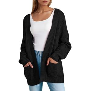 Pink Queen Cardigan Sweaters for Women Lightweight Long Sleeve Fall Sweaters 2024 Trendy Cropped Cardigan Black Small