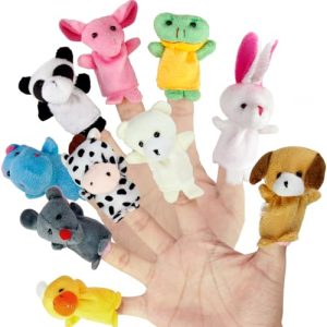 Sealive Finger Puppets for Toddlers 1-3, Preschool, and Kids - 10 Soft Velvet Animal Finger Toys for Toddlers 1-3, Easter Egg Fillers, Perfect for Sto