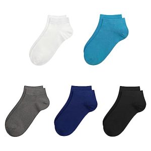 SERISIMPLE Viscose Bamboo School Socks Ankle Super Soft Kids Socks Stretch Cuffs Athletic Socks Odor Anti-odor 5 Pairs Large Assorted5