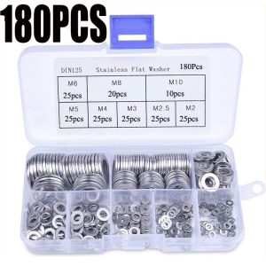 TEMU 180pcs M2m4m6m10 Stainless Steel Flat Washers 304 Flat Washers Combination Washers And Screws Washers
