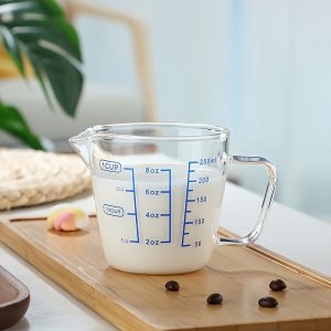TEMU 1pc Durable High Borosilicate Glass Measuring Cup With Handle - 250ml, Coffee, Milk, Oil & Vinegar - Clear, Lightweight Design