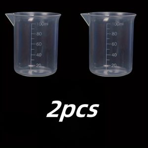 TEMU 2/3pcs 3.38oz/100ml Measuring Cups, Pp Thickened Measuring Cups, Graduated Plastic Beakers, Liquid Measuring Cups Multi-functional Graduated