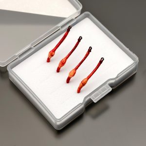 TEMU 4 Stk. ANFS Fliegen zum Fliegenfischen - Realistische Bionische Forellenfliegen mit Kohlenstoffstahlhaken & Künstliches Rayon, Rotes/Oranges