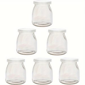 TEMU 6 Jars Yogurt Jars Pudding Jars With Lids Yogurt Cups With Plastic Lids Yogurt Machine Replacement Glass Jars Yogurt Cups With Plastic Lids Pe