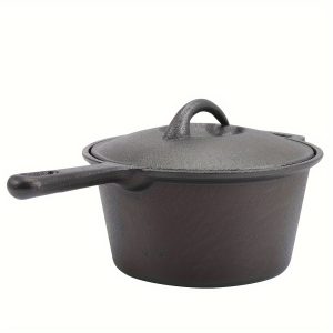 TEMU Cast Iron Saucepan Cookware Home Deep Pan Cooking Pot With Lid