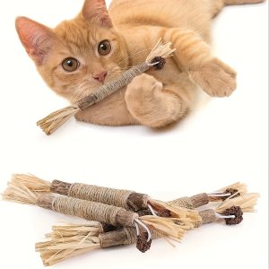 TEMU Cat Chew Toys Toothpaste Teethers Grinding Sticks Wooden Natural Wood Hemp Rope Natural Safety Bite Sticks Teeth Cleaning Non-toxic Eliminate