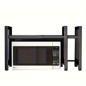 TEMU Extendable Microwave Oven Rack - Adjustable Kitchen Counter Shelf Microwave Storage Rack Microwave Stand Metal Expandable And Oven Shelf Rack