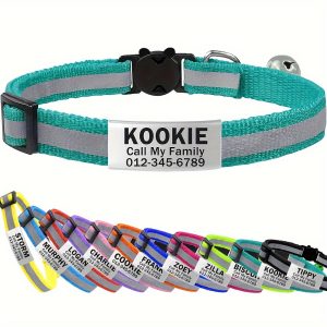 TEMU Personalized Reflective Cat Collars , Pet Collars ,