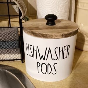 TEMU Round Dishwasher Pod Holder Dishwasher Tablet Container For Kitchen Decor And Accessories, Wood Laundry Detergent Pods Container With Lid,