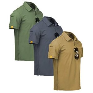 ZITY 3 Pack Mens Polo Shirt Short Sleeve Sports Performance Business Casual Golf Shirts for Men Collared Tactical T-Shirts