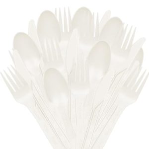 100% Compostable Paper Plates Heavy Duty Disposable Plates Eco-Friendly Disposable Bagasse Plate Biodegradable Paper Plates (Messer/Gabel/Löffel) 150