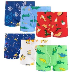 100% Cotton Boys Boxer Briefs Tagless Toddler Underwear (6-Pack)