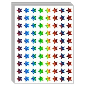 2400Pcs Small Star Stickers for Kids Reward, 30 Sheets Holographic Glitter Colored Rainbow Star Stickers for Kids Classroom, 0.6" Diameter Reward Char