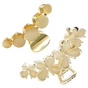 2pcs Hair Claw Clips for Women Girls, Tianhoudeger Butterfly Metal Claw Clips for Thick Curly Hair, Fashion Artificial Opals Gold Hair Clips Elegant S