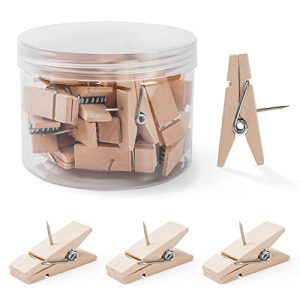 30pcs Cute Wooden Push Pin Clips - Decorative Push Pins for Cork Board, Pushpins Thumb Tacks for Bulletin Board, Artworks Notes Photos, Office Classro