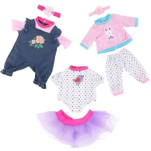 3 Sets Baby Doll Clothes for 14-18 Inch Dolls, 16 Inch Baby Doll Clothes Dresses and Accessories Outfits for New Born 15 Inch Baby Dolls(No Doll)