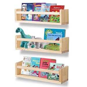 Baby Shelves Natural Floating Nursery Bookshelf Wood Nursery Book Shelves 16 Inch Wall Mounted Bookshelf Set of 3 Same Dimensions Suitable for Kitchen