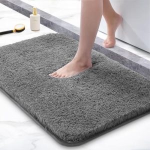 Bathroom Rug Mat 24x16,Non Slip Bath Mat,Thick Soft Absorbent Microfiber Mats,Rubber Backing Shaggy Bath Carpet,Bathroom Runner Bathmat Accessories De